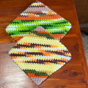 Handmade Crocheted Trivets or Potholders - Vintage 70’s Vibe